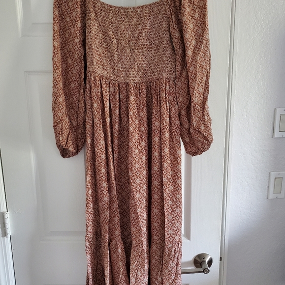 Pinkblush Rust Printed Sweetheart Neck Maternity Dress - Picture 4 of 6